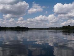 Sehr gute Spiegelungen von Schfchen- Wolken im See